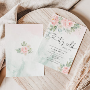 Invitation Bébé rose vif il fait froid dehors baby shower