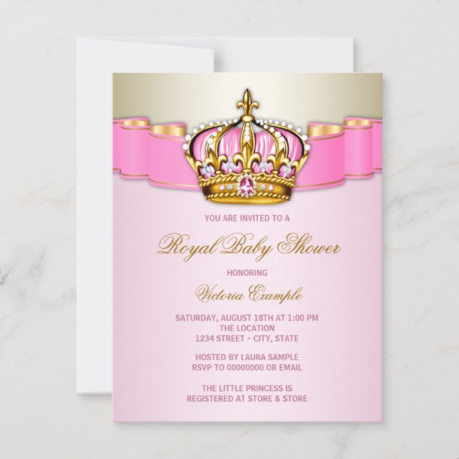 Invitation Bébé Royal : Cérémonie de Baby Shower (Devant)