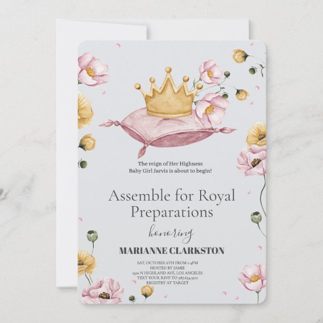 Invitation Bébé royal sous la douche dans le château de rêve (Devant)