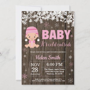 Invitation Bébé Rustique Il Fait Froid Dehors Fille Baby Show