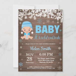 Invitation Bébé rustique il fait froid dehors Garçon Baby Sho