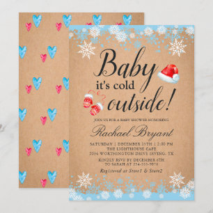 Invitation Bébé Rustique Son Baby shower De Vacances Froid À