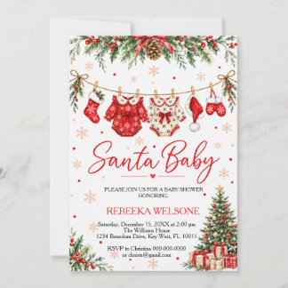 Invitation Bébé Santa Noël bébé shower