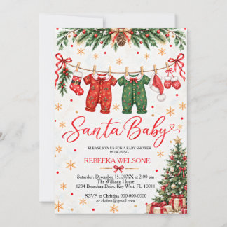 Invitation Bébé Santa Noël bébé shower