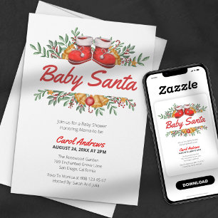 Invitation Bébé Santa Verdure Baptême de Bébé Noël