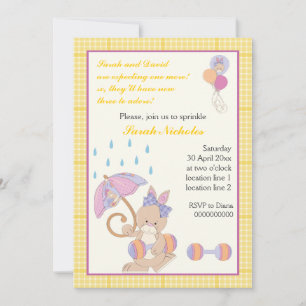 Invitation Bébé saupoudrer de la bordure jaune plaid