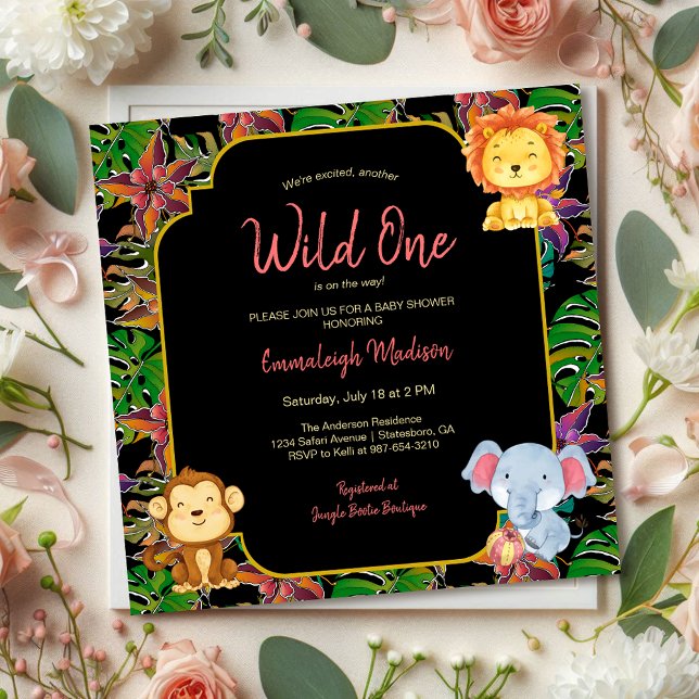 Invitation Bébé Sauvageon Animaux de la Jungle (Créateur téléchargé)