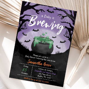 Invitation Bébé se Prépare pour Halloween Bébé Violet Fête Pr