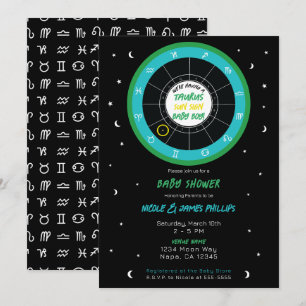 Invitation Bébé Shower Astrologie Personnalisé Signe du Solei