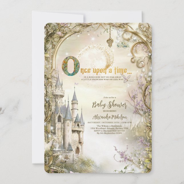 Invitation Bébé Shower Château Princesse de Conte de Fées (Devant)