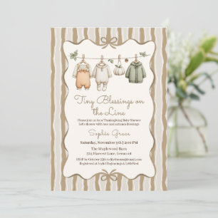 Invitation Bébé Shower de Thanksgiving Fille Linge Conforta
