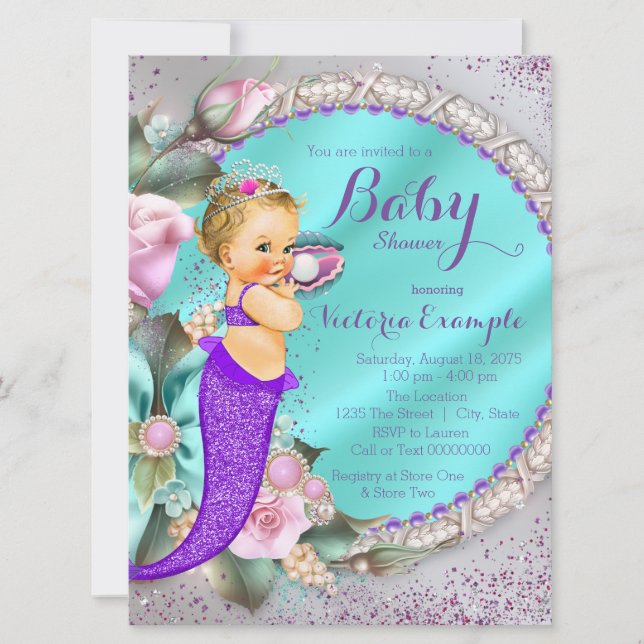 Invitation Bébé sirène Shower (Devant)