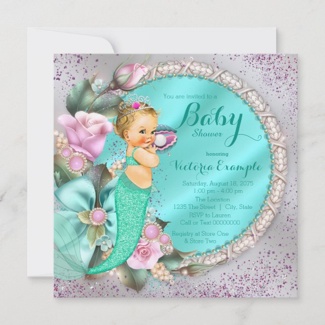 Invitation Bébé sirène Shower (Devant)