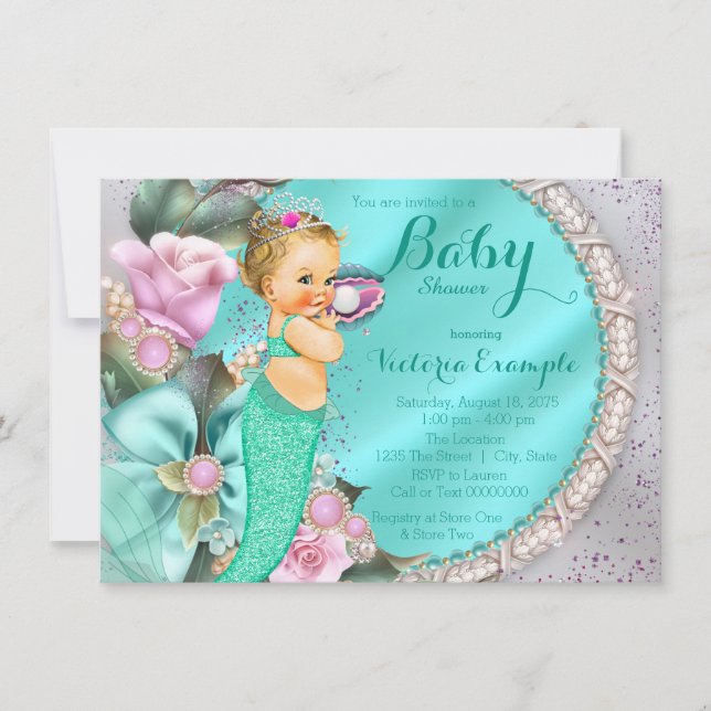 Invitation Bébé sirène Shower (Devant)