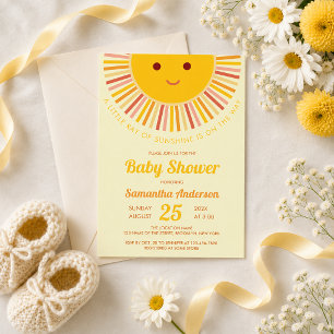 Invitation Bébé Soleil Cadeau de Naissance Un Petit Rayon de