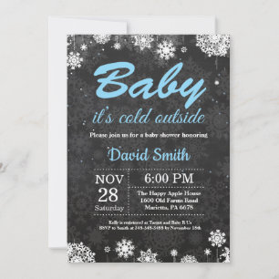 Invitation Bébé son Baby shower de flocon de neige froid en d