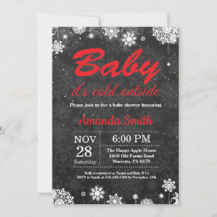 Invitation Bébé son Baby shower de flocon de neige froid en d