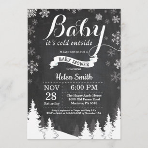 Invitation Bébé son Baby shower de forêt d'hiver à l'extérieu