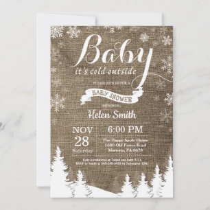 Invitation Bébé son Baby shower de forêt d'hiver à l'extérieu