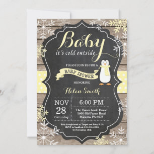 Invitation Bébé son Baby shower de manchot extérieur froid