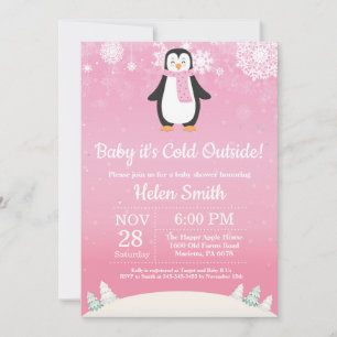 Invitation Bébé son Baby shower de pingouin d'hiver froid à l