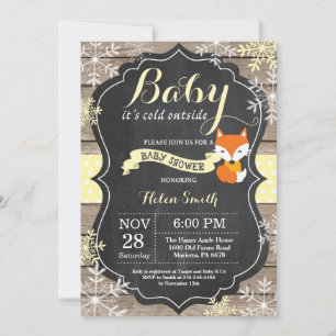Invitation Bébé son Baby shower de renard froid à l'extérieur