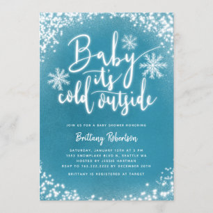 Invitation Bébé son Baby shower d'hiver bleu froid