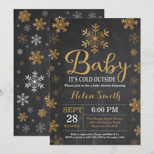 Invitation Bébé son Baby shower d'hiver froid (Devant / Derrière)