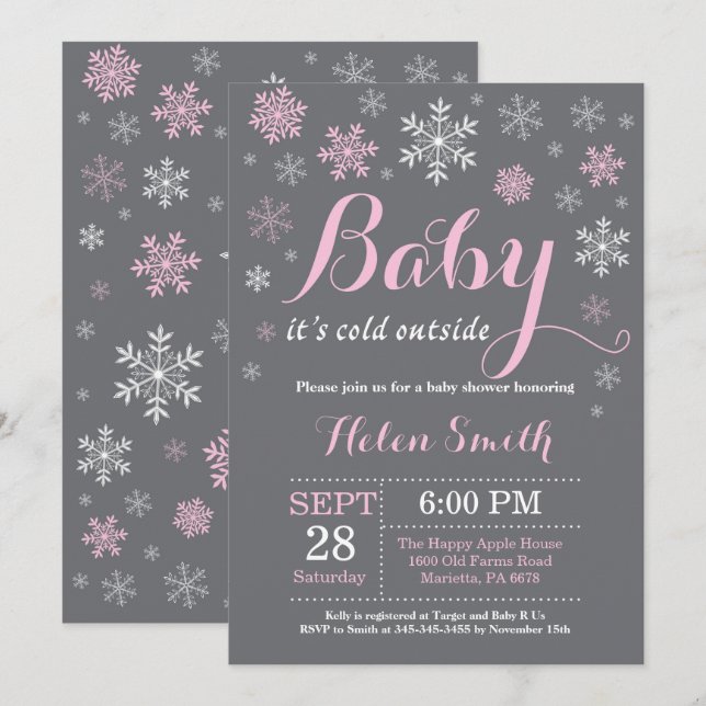 Invitation Bébé son Baby shower d'hiver froid (Devant / Derrière)