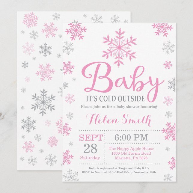 Invitation Bébé son Baby shower d'hiver froid (Devant / Derrière)