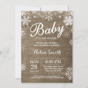 Invitation Bébé son Baby shower d'hiver froid à l'extérieur
