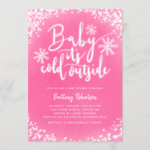 Invitation Bébé son Baby shower d'hiver rose froid