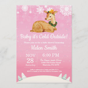 Invitation Bébé son baby shower extérieur froid de fille de