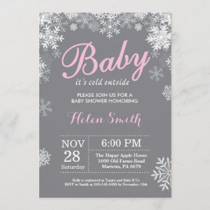 Invitation Bébé son baby shower extérieur froid de fille de