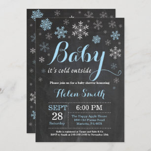 Invitation Bébé son baby shower extérieur froid d'hiver