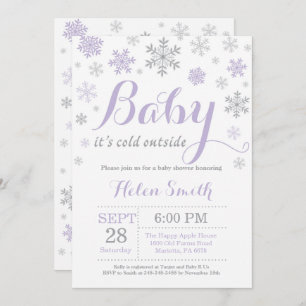 Invitation Bébé son baby shower extérieur froid d'hiver