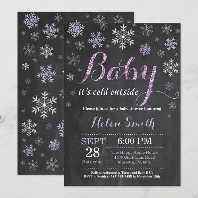 Invitation Bébé son Baby shower froid à l'extérieur de l'hive (Devant / Derrière)