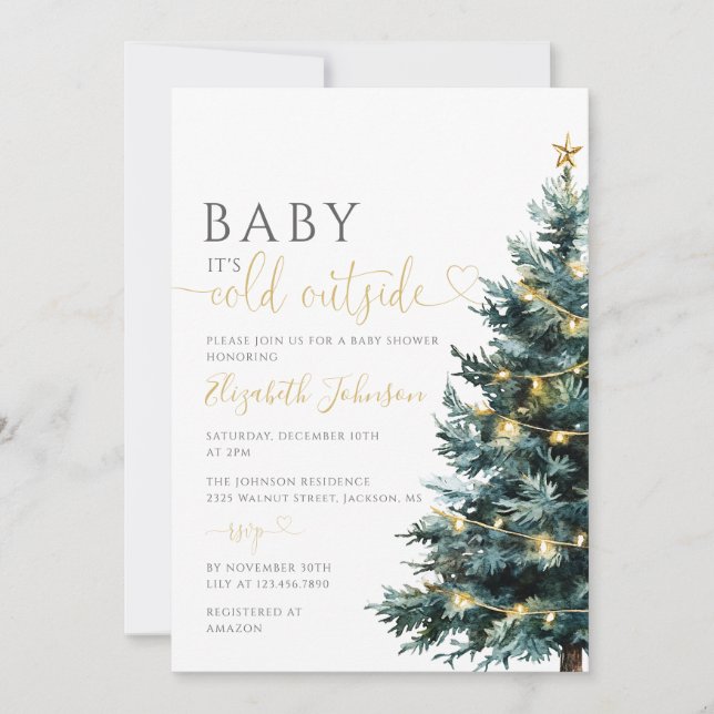 Invitation Bébé son Baby shower froid à l'extérieur de l'hive (Devant)