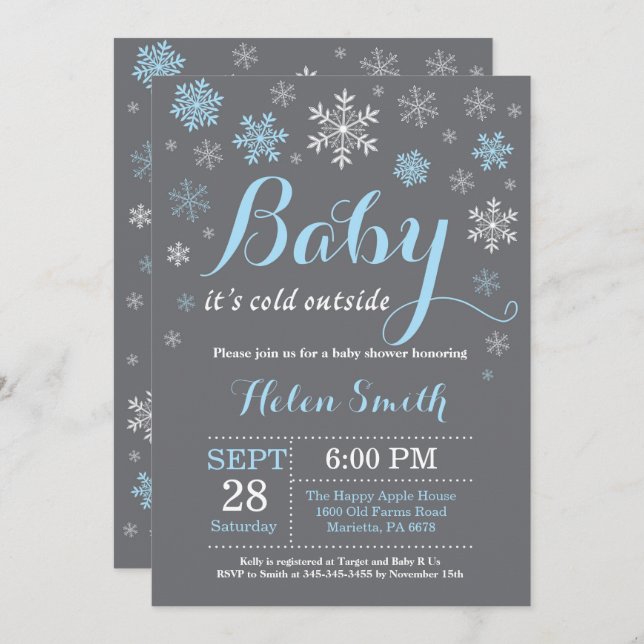 Invitation Bébé son Baby shower froid à l'extérieur de l'hive (Devant / Derrière)