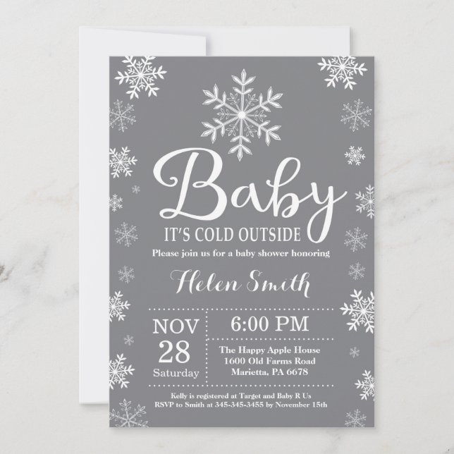 Invitation Bébé son Baby shower froid à l'extérieur de l'hive (Devant)