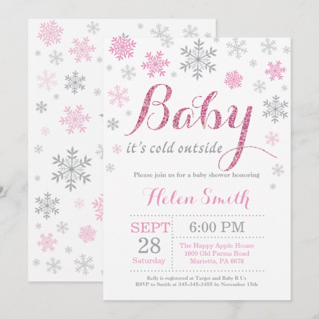 Invitation Bébé son Baby shower froid à l'extérieur de l'hive (Devant / Derrière)