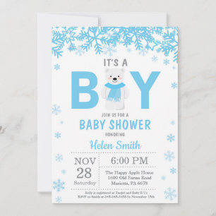 Invitation Bébé son Baby shower froid à l'extérieur de l'ours