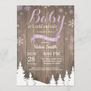 Invitation Bébé son baby shower rustique d'hiver d'extérieur