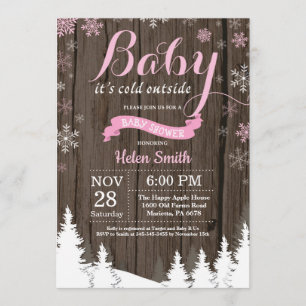 Invitation Bébé son baby shower rustique d'hiver d'extérieur