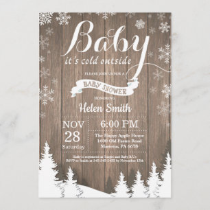 Invitation Bébé son baby shower rustique d'hiver d'extérieur