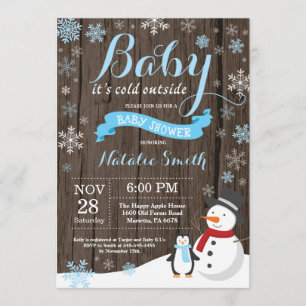 Invitation Bébé son baby shower rustique d'hiver d'extérieur
