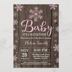 Invitation Bébé son baby shower rustique d'hiver d'extérieur