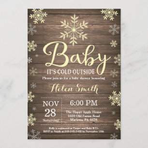 Invitation Bébé son baby shower rustique d'hiver d'extérieur