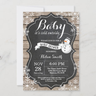 Invitation Bébé son Baby shower Snowman froid à l'extérieur