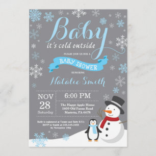 Invitation Bébé son bleu extérieur froid de baby shower de